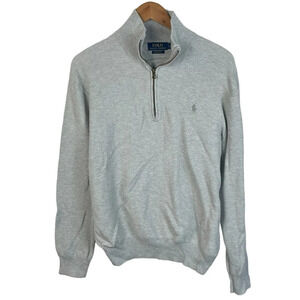 B15 Men’s Polo Ralph Lauren Designer Pima Cotton Waffle Knit 1/4 Zip Sweater L